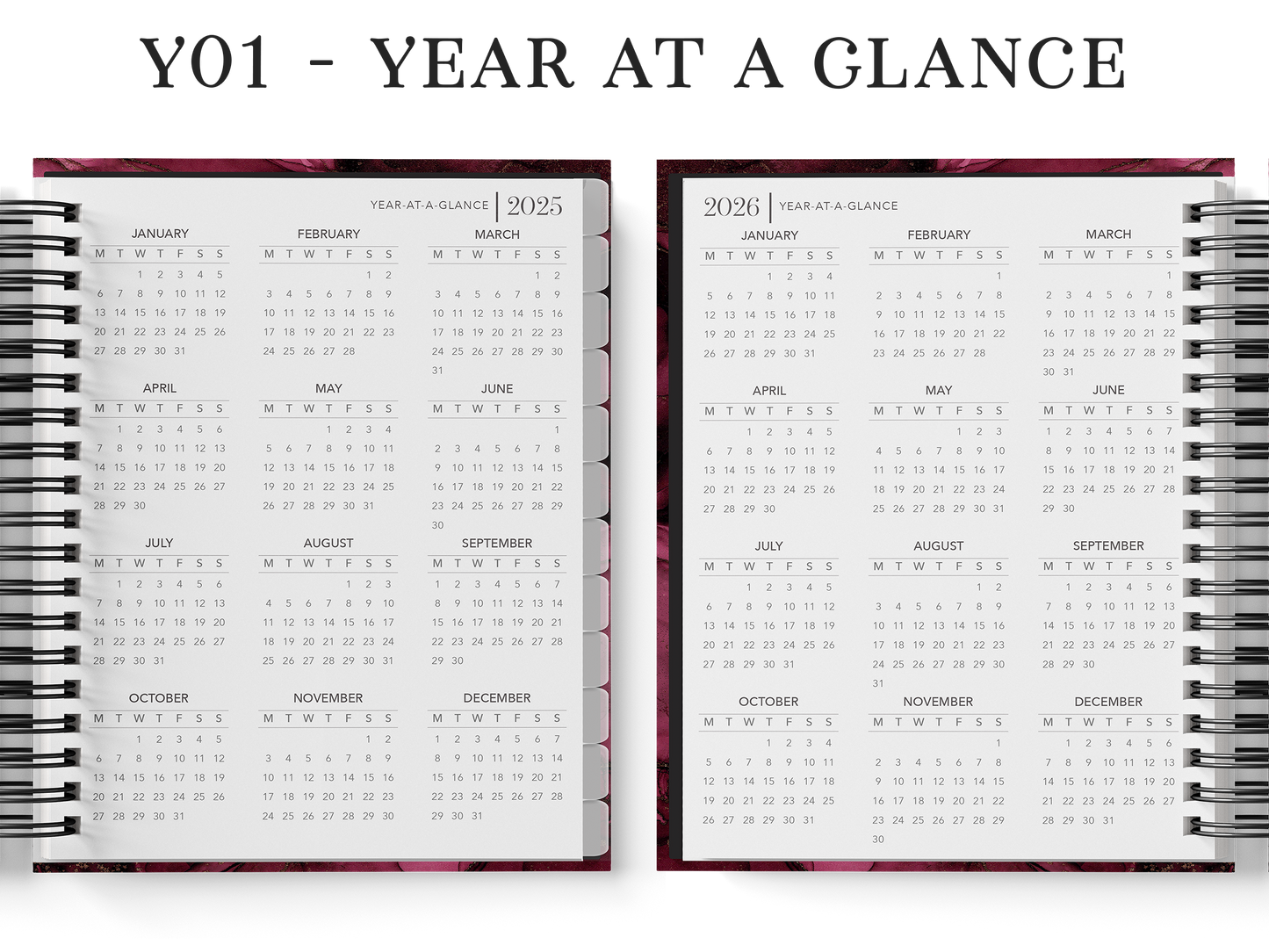 Year Planner (Custom Monthly and Daily inserts)