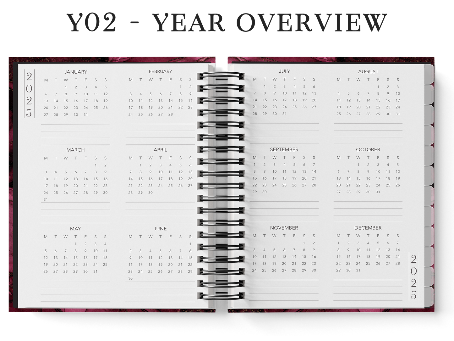 Year Planner (Custom Monthly and Daily inserts)
