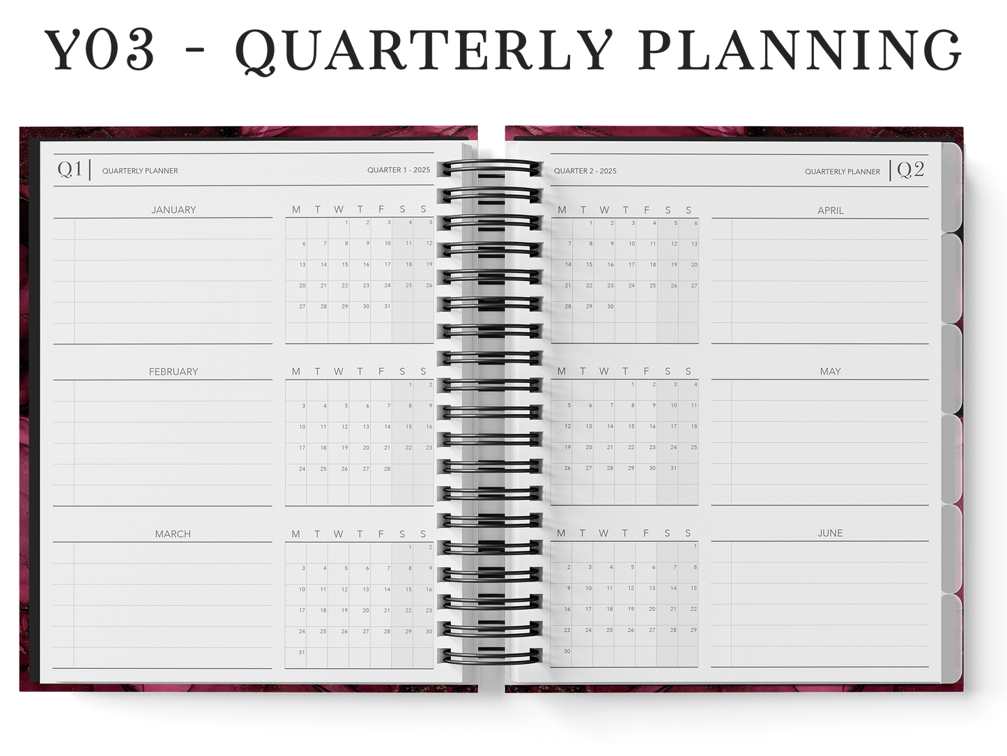 6-Month Planner (Custom Monthly, Weekly and Daily inserts)