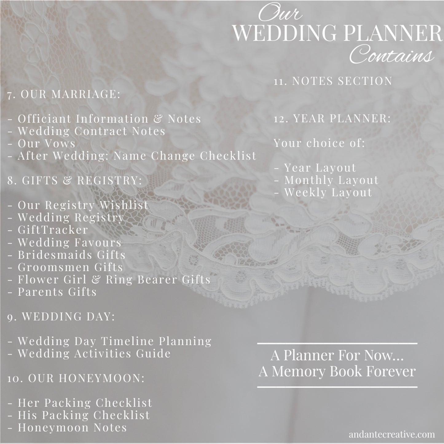 Wedding Planner (Custom Monthly and Weekly inserts)