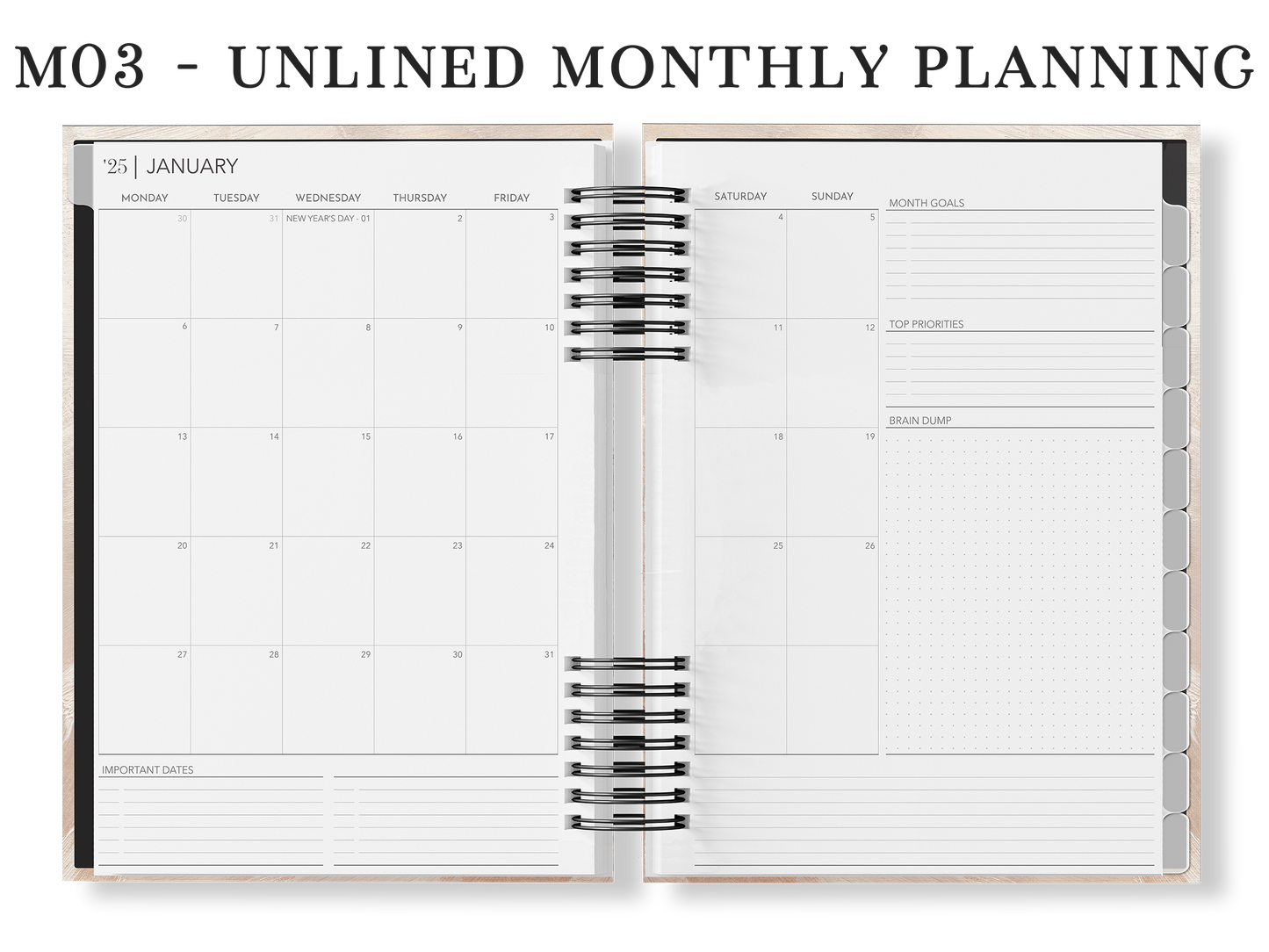 A4 Year Planner (Custom Monthly and Daily inserts)