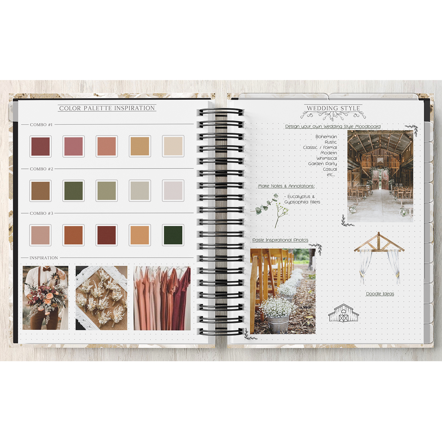 Wedding Planner (Custom Monthly and Weekly inserts)