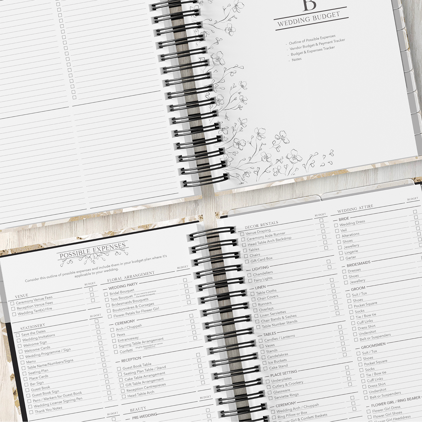 Wedding Planner (Custom Monthly and Weekly inserts)