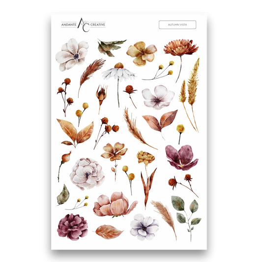 Autumn Vista Floral Sticker Sheet