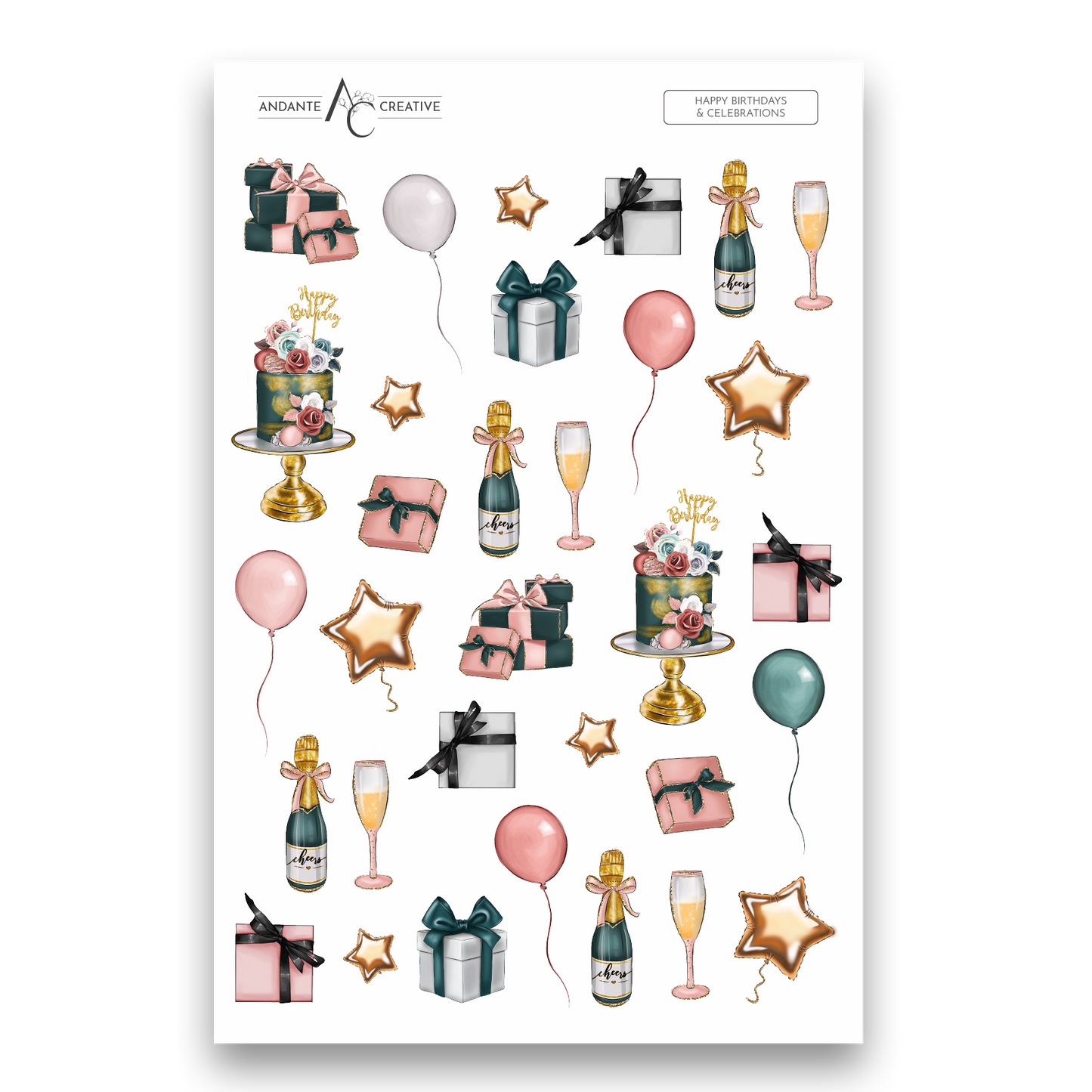 Happy Birthdays & Celebrations Planner Sticker Sheet