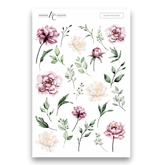 Bloom with Grace Floral Sticker Sheet