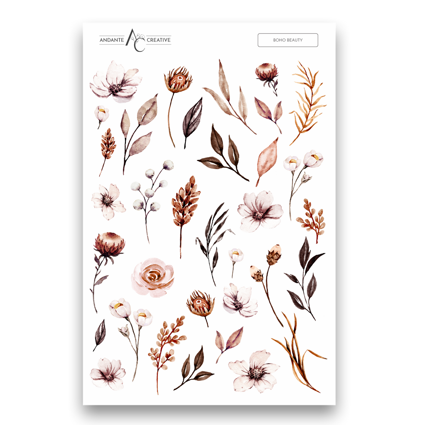 Boho Beauty Floral Sticker Sheet