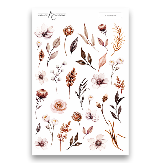 Boho Beauty Floral Sticker Sheet