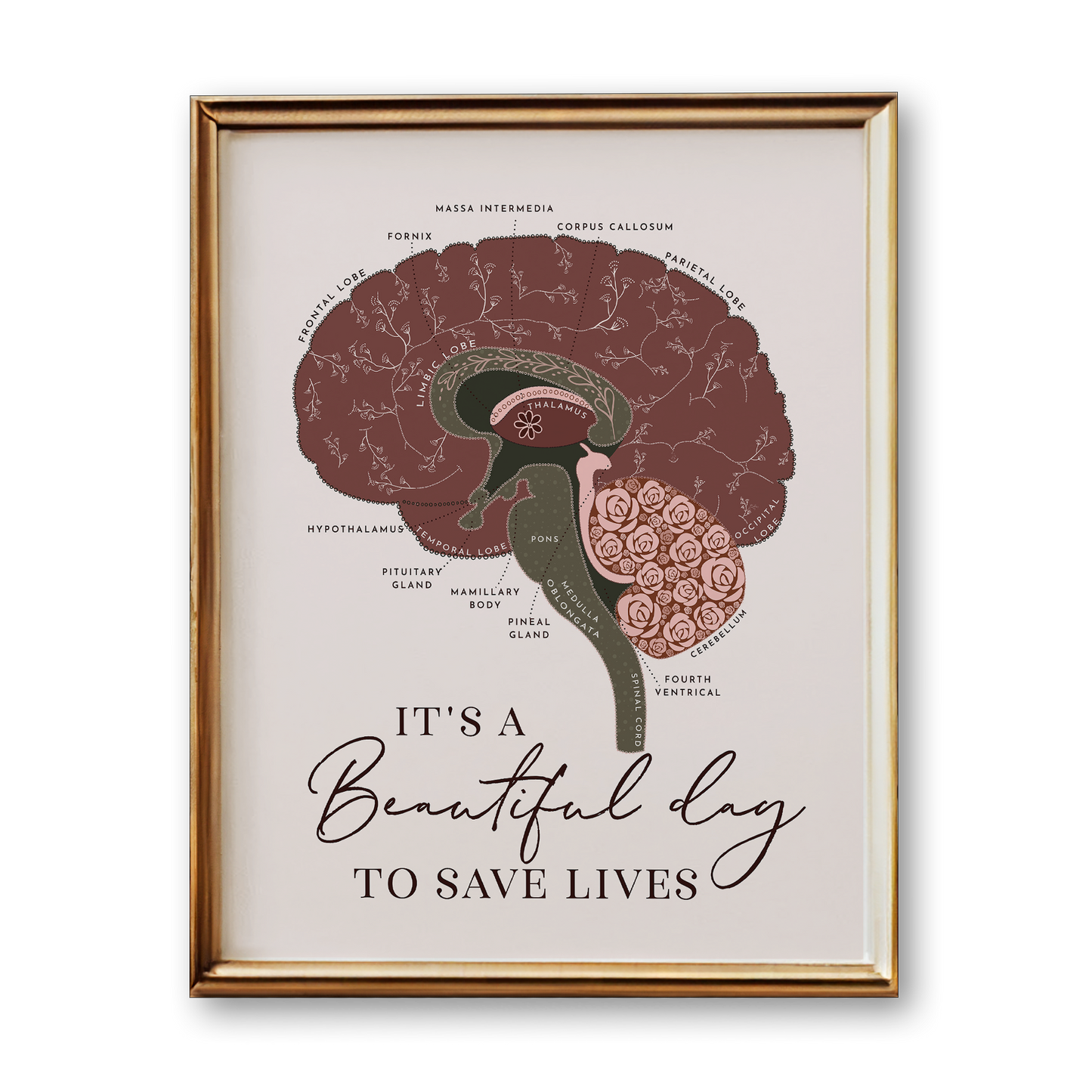 Brain Anatomy Art Print (Neutral Style)