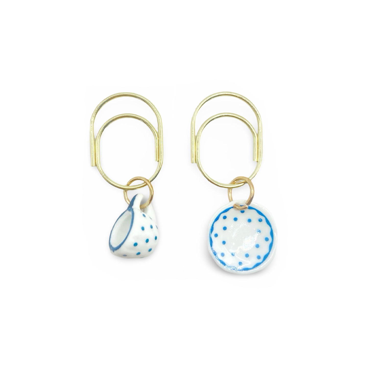 Polka Dot Teacup & Saucer Planner Bookmark Charms