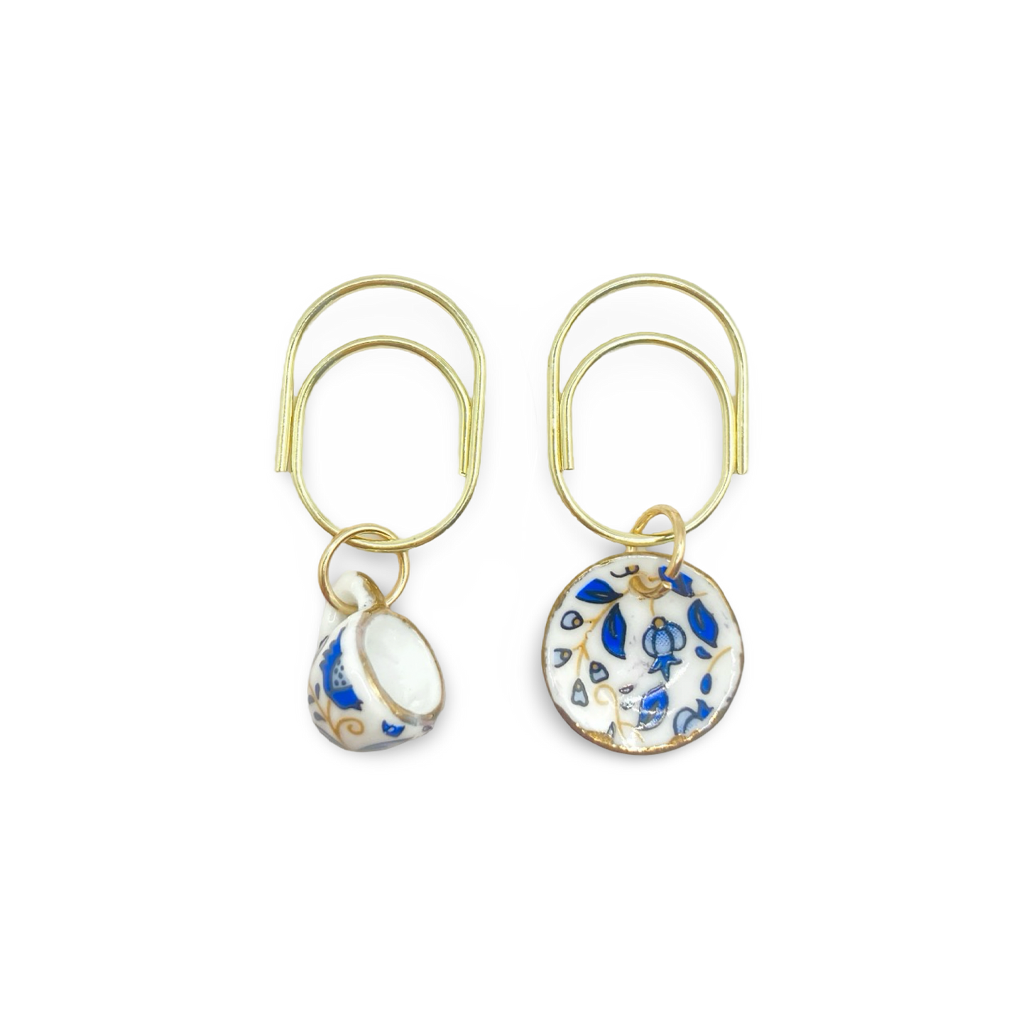 Botanical Blue Teacup & Saucer Planner Bookmark Charms