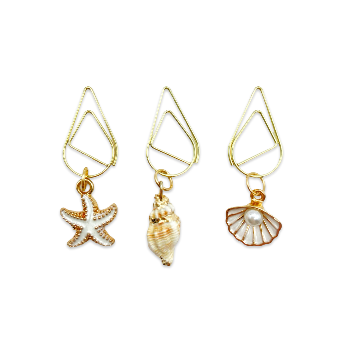 Seashell Trio Planner Bookmark Charms