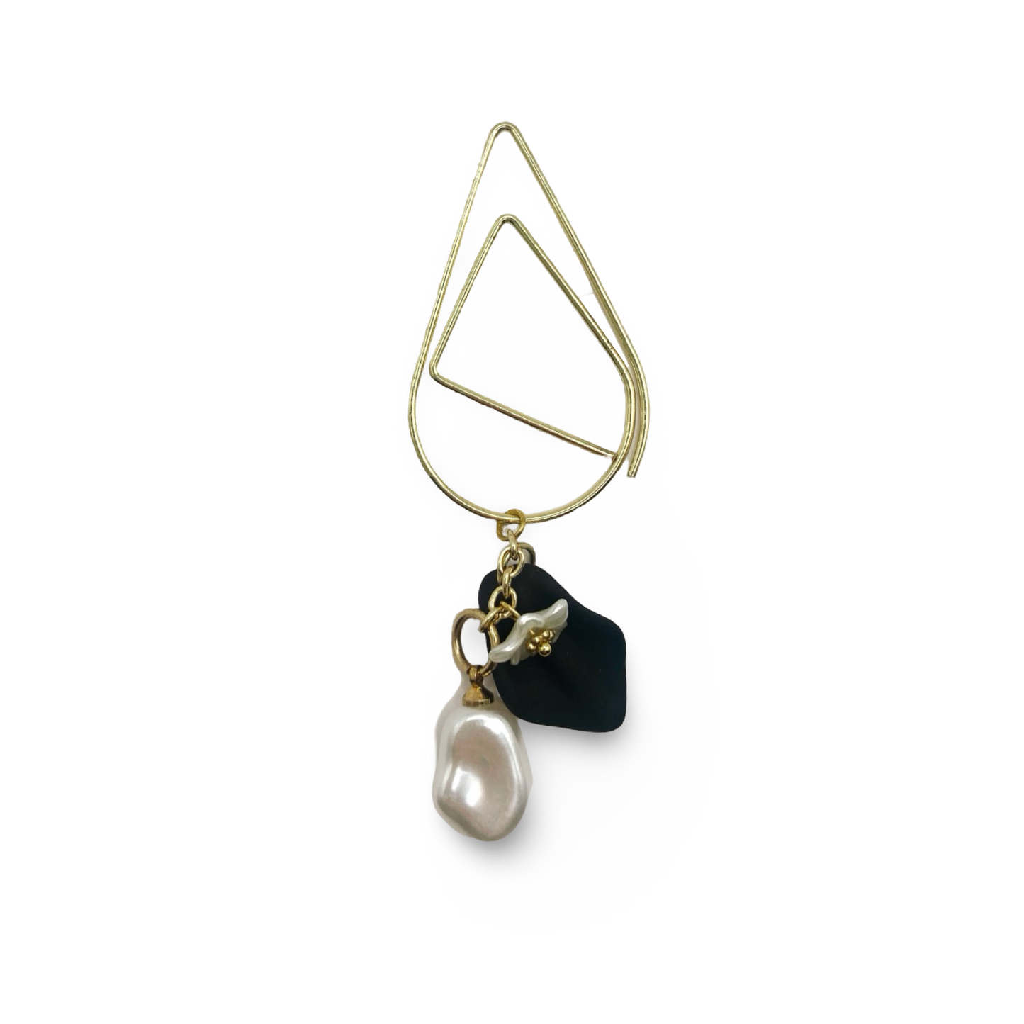 Black Leaf & Pearl Flower Drop Planner Bookmark Charms