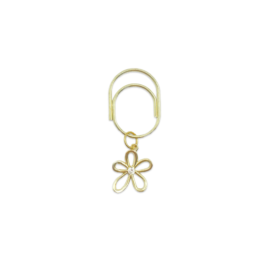 Gold Flower Outline Planner Bookmark Charms