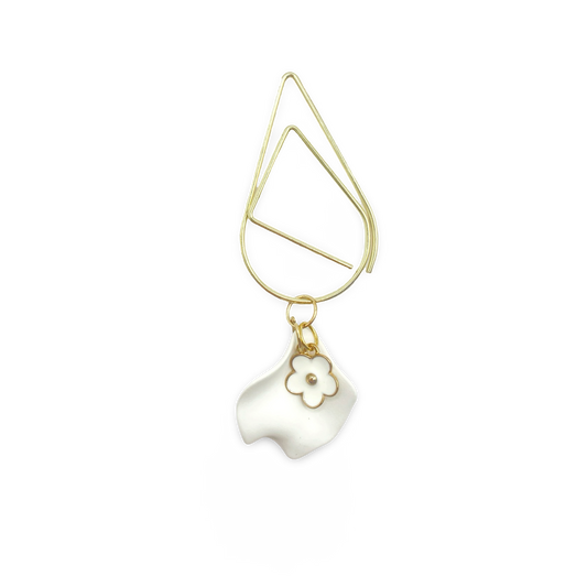 White Leaf & Flower Planner Bookmark Charms