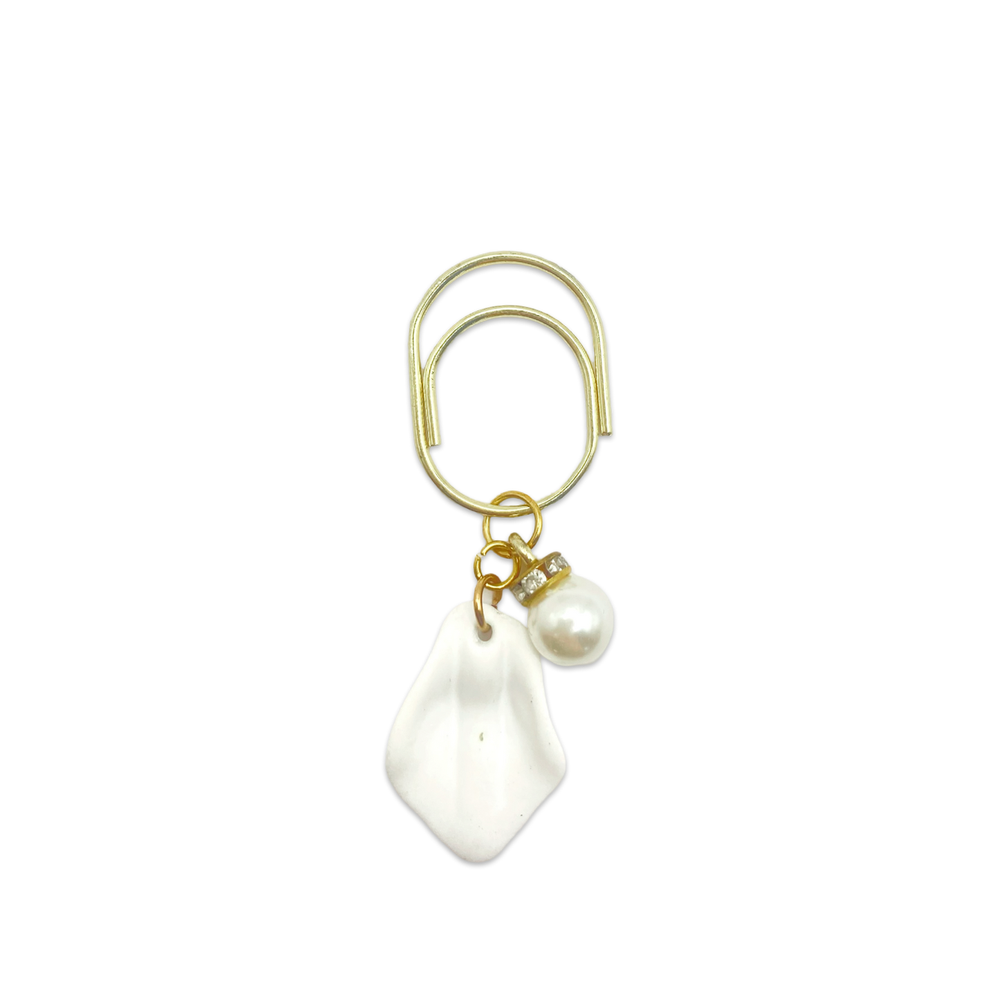 White leaf Pearl Planner Bookmark Charms