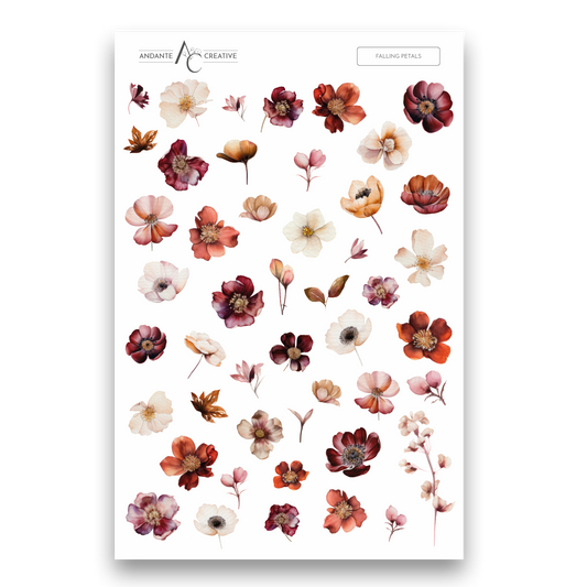Falling Petals Floral Sticker Sheet