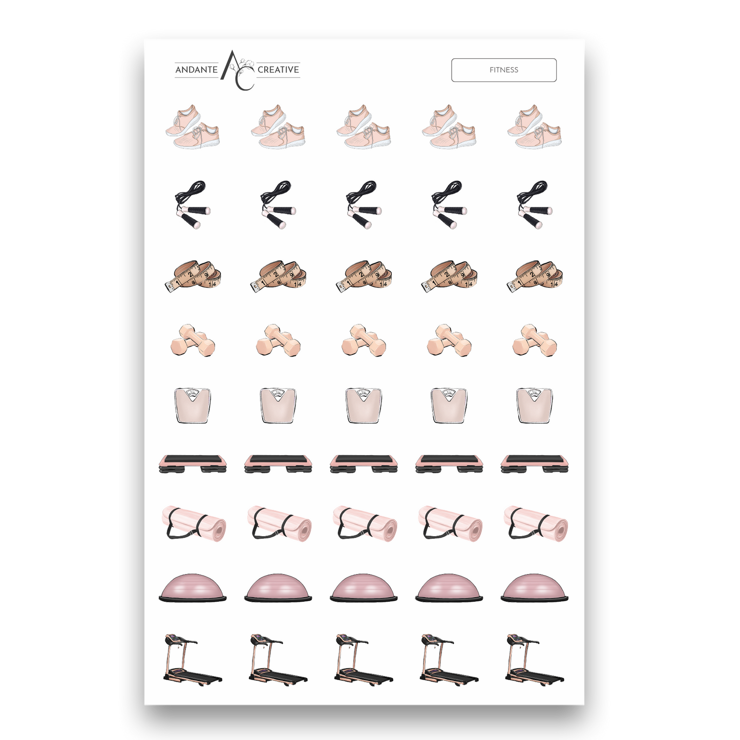 Fitness Planner Sticker Sheet