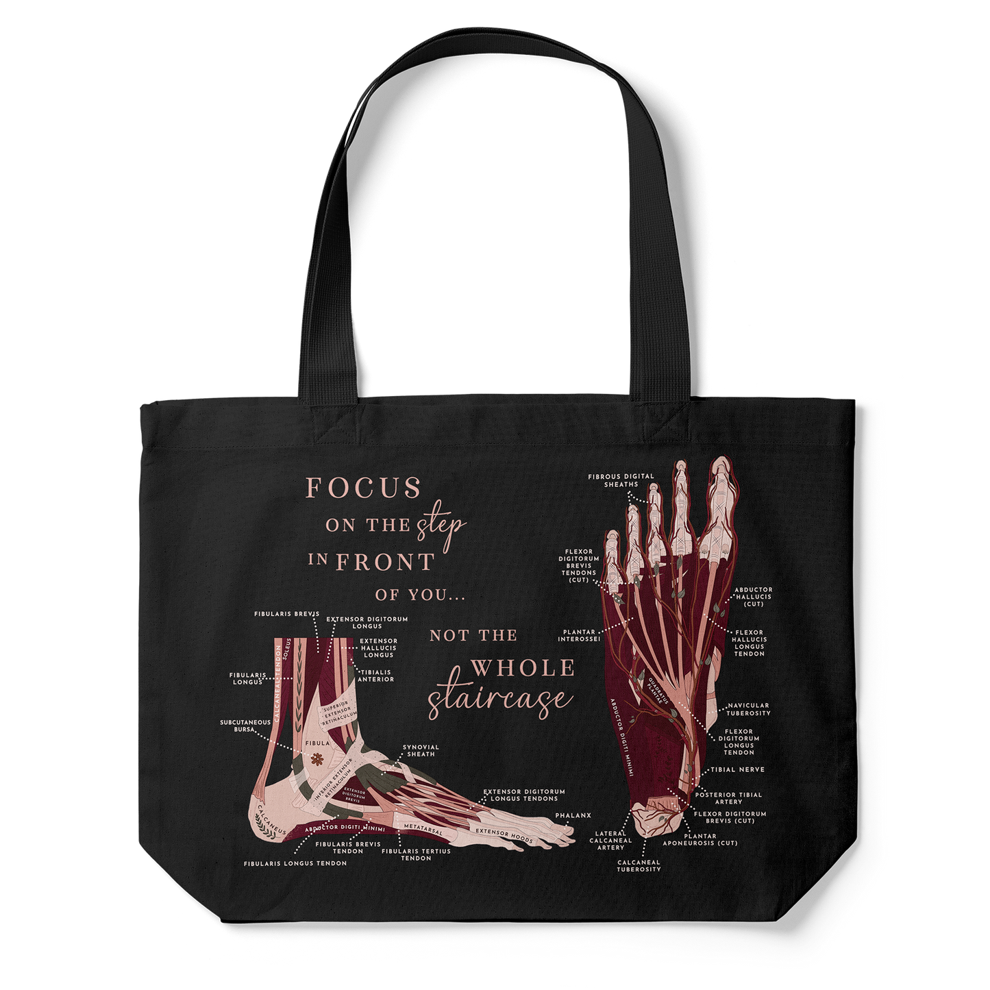 Foot Anatomy Tote Bag (Black)