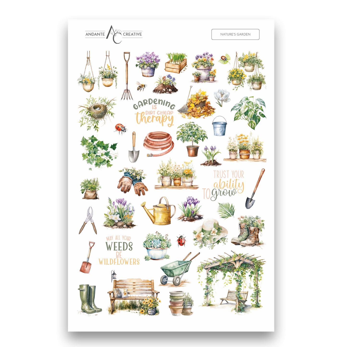 Nature's Garden Decorative Sticker Sheet