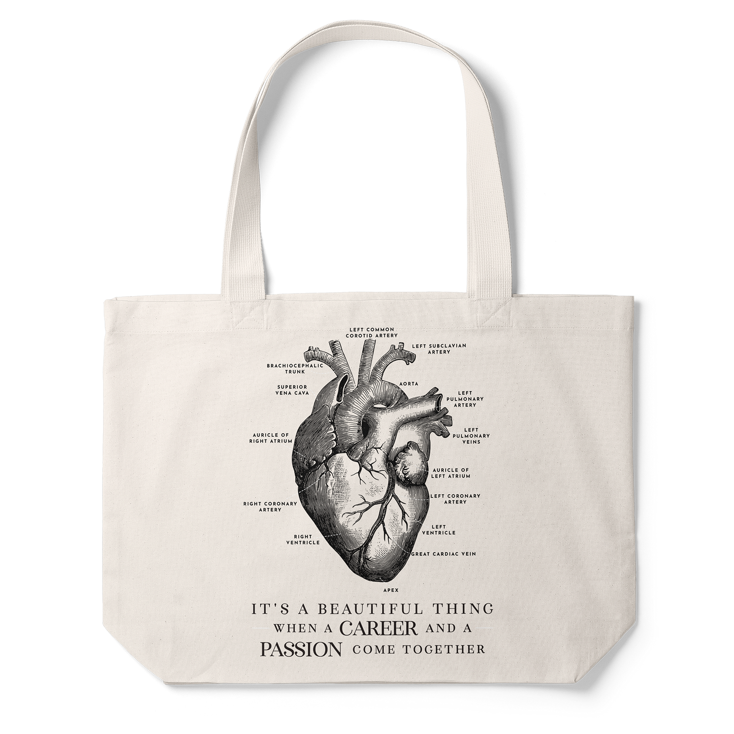 Vintage Heart Anatomy Tote Bag (Taupe)