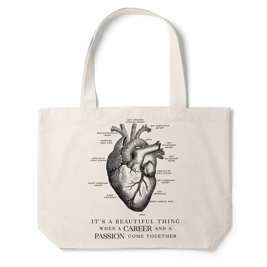 Vintage Heart Anatomy Tote Bag (Taupe)