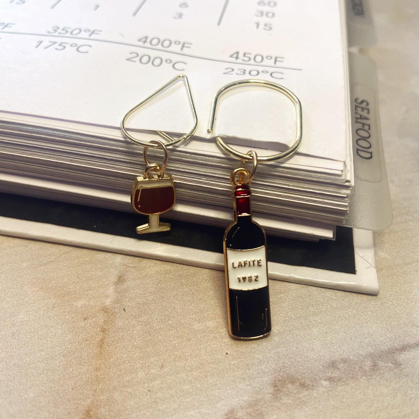 Wine Bottle & Wine Glass Duo Planner Bookmark Charms