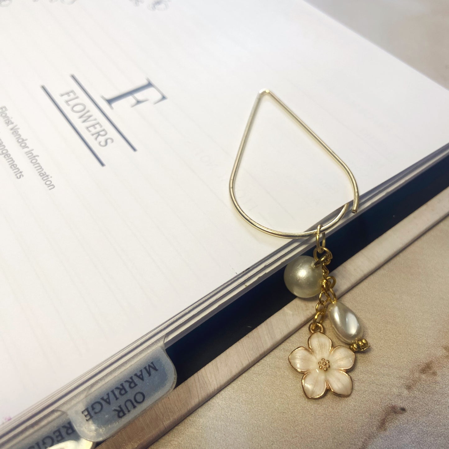 Floral Pink Drop Planner Bookmark Charms