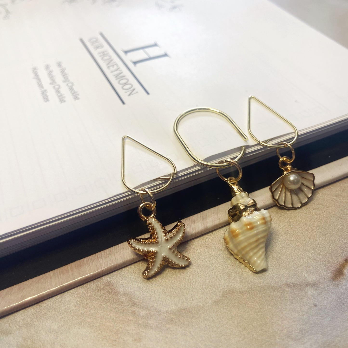 Seashell Trio Planner Bookmark Charms