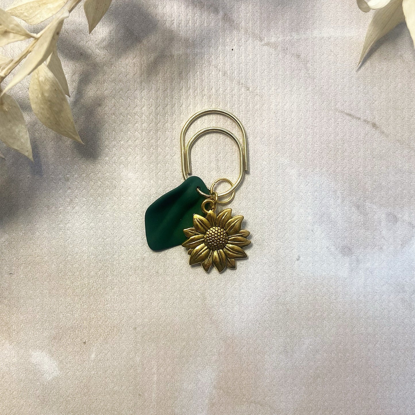 Sunflower Green Petal Planner Bookmark Charms