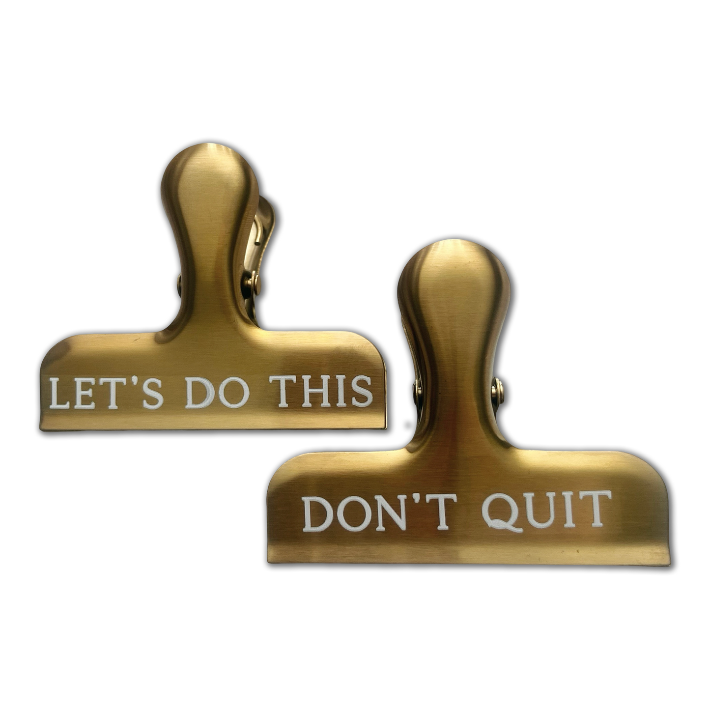 Luxe Golden Inspirational Binder Clips - Let's Do This & Don't Quit