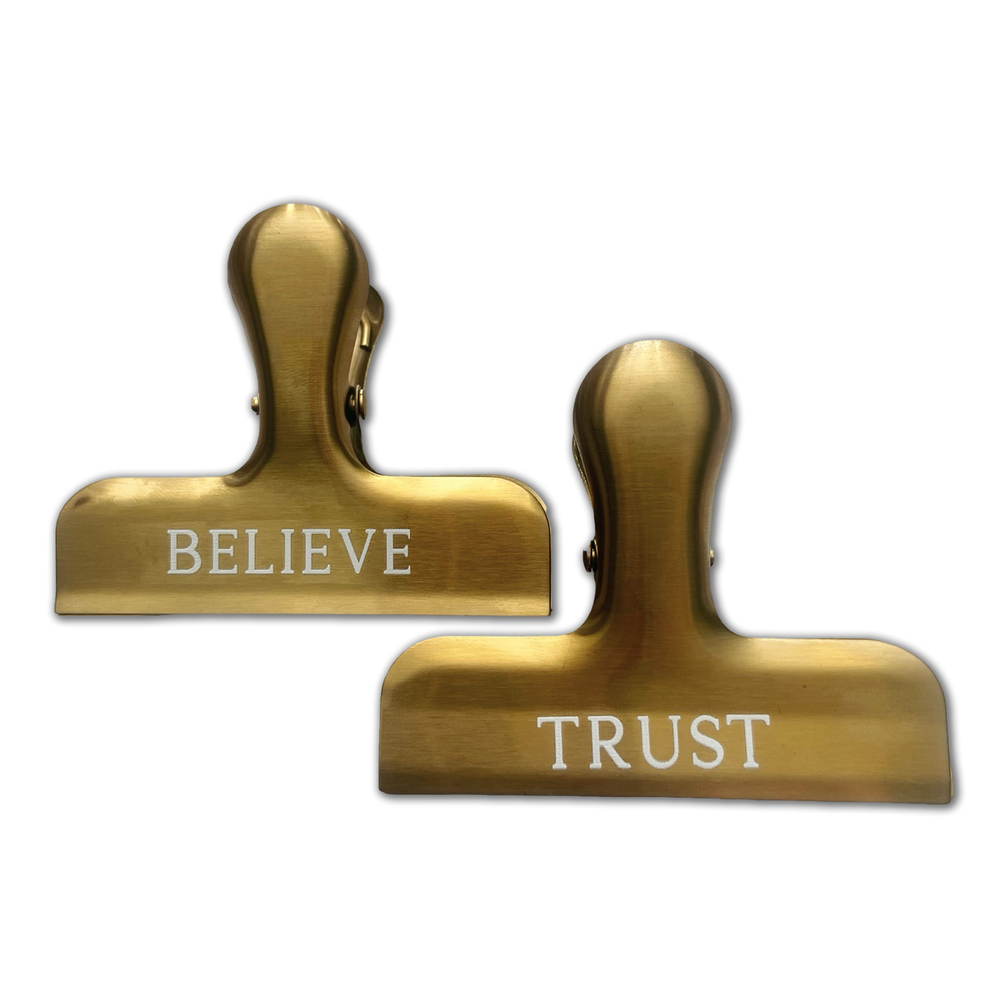 Luxe Golden Inspirational Binder Clips - Trust & Believe