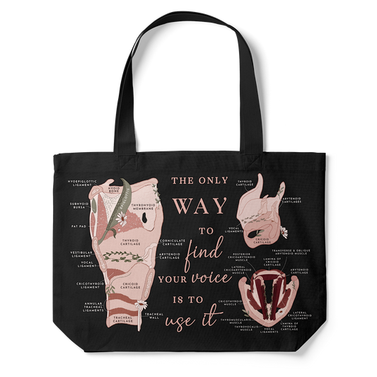 Larynx & Vocal Cord Anatomy Tote Bag (Black)
