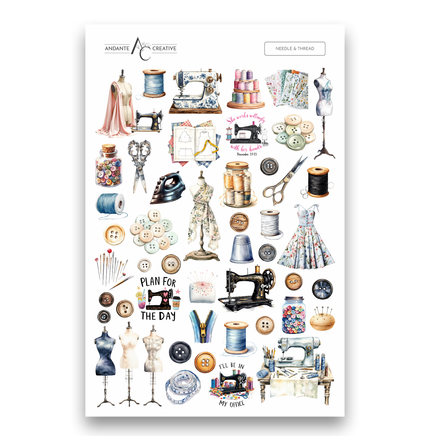 Needle & Thread Decorative Sticker Sheet