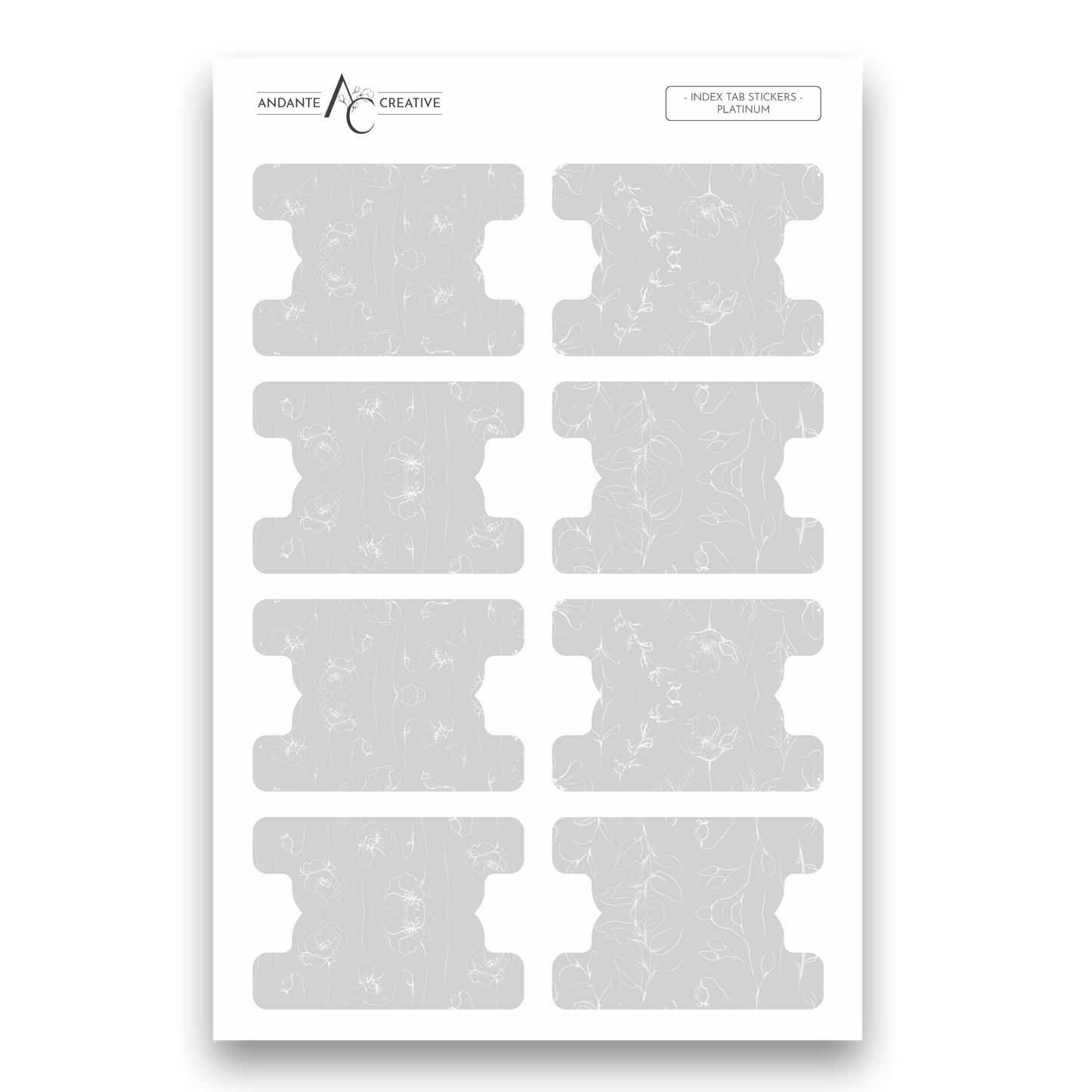Platinum - Index Sticker Sheet