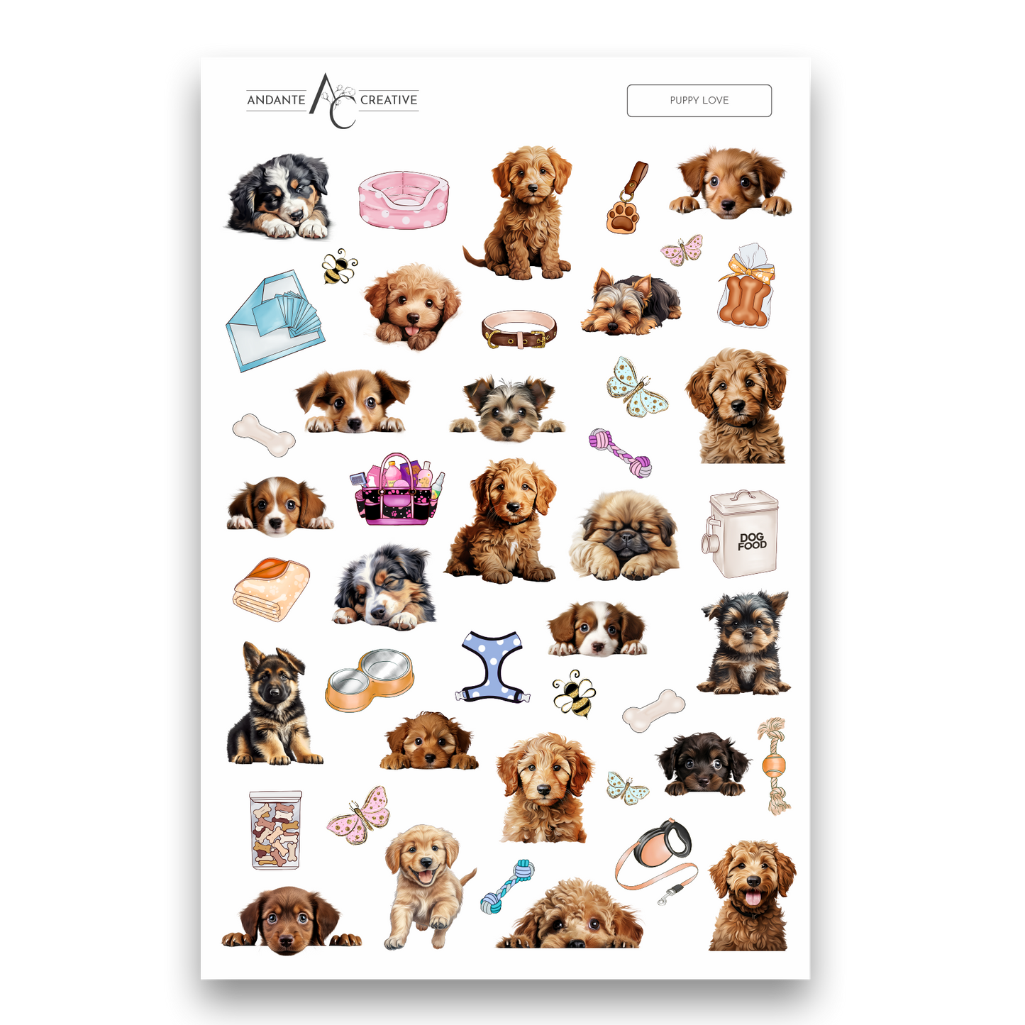 Puppy Love Decorative Sticker Sheet