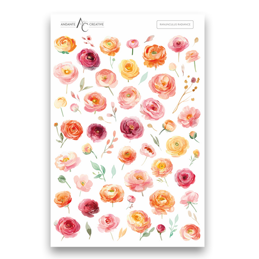 Ranunculus Radiance Floral Sticker Sheet