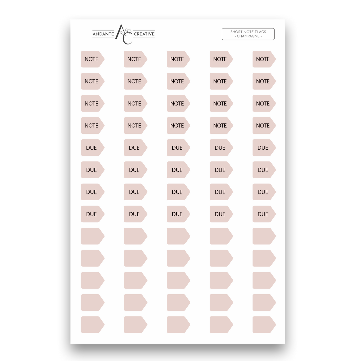Champagne - Short Note Flags Sticker Sheet