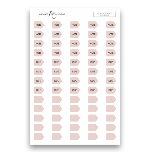 Champagne - Short Note Flags Sticker Sheet