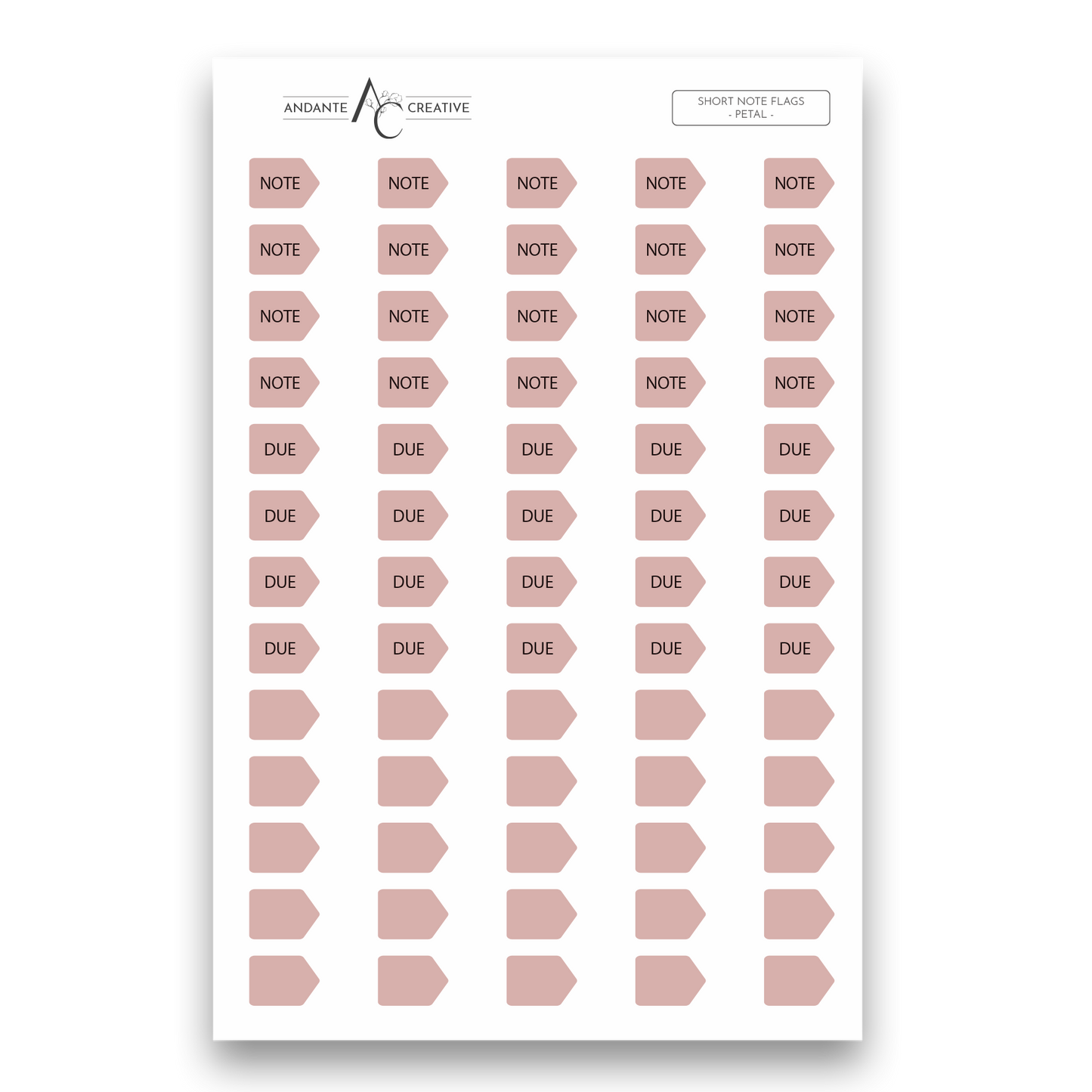 Petal - Short Note Flags Sticker Sheet