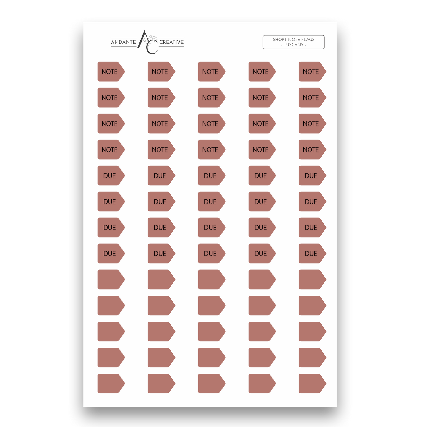 Tuscany - Short Note Flags Sticker Sheet