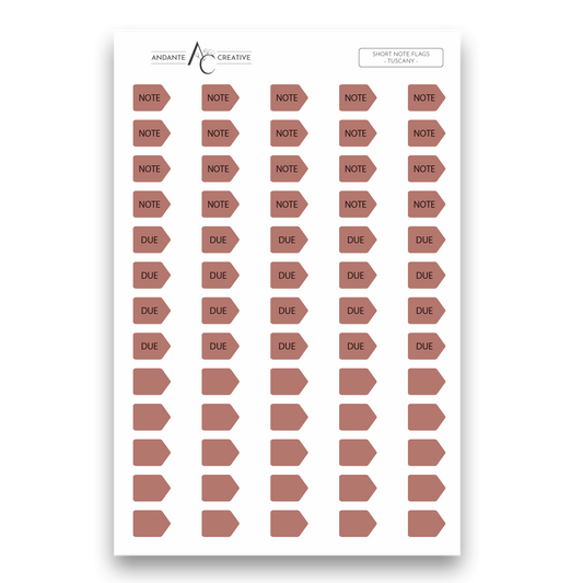 Tuscany - Short Note Flags Sticker Sheet