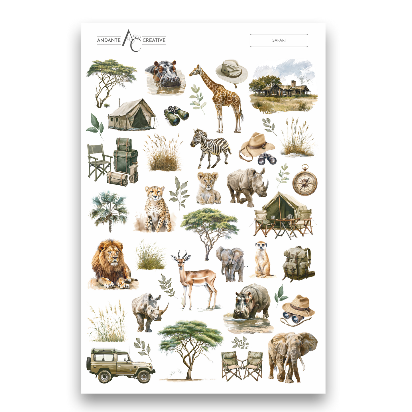 Safari Decorative Sticker Sheet