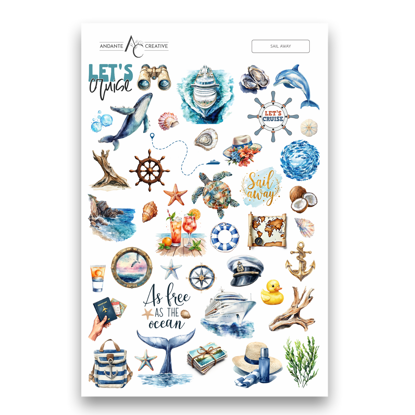 Sail Away Decorative Sticker Sheet