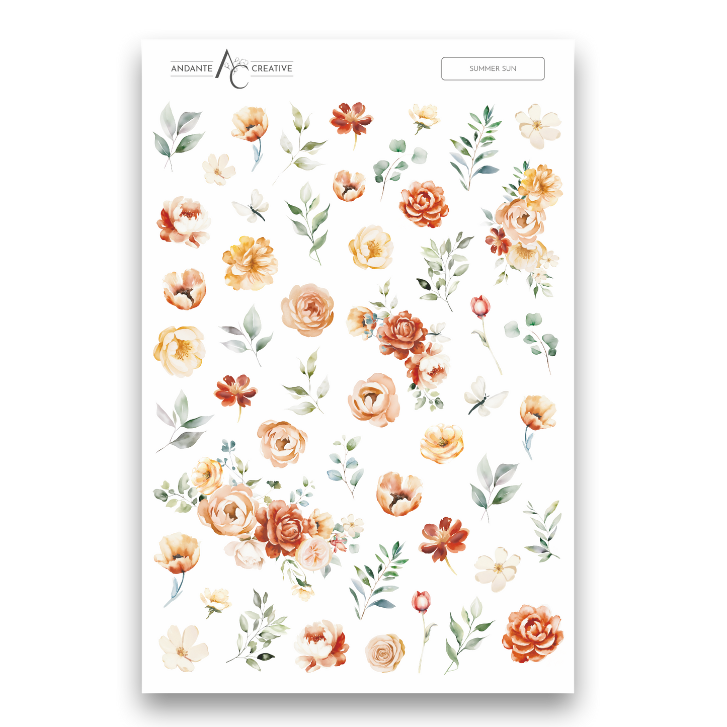 Summer Sun Floral Sticker Sheet
