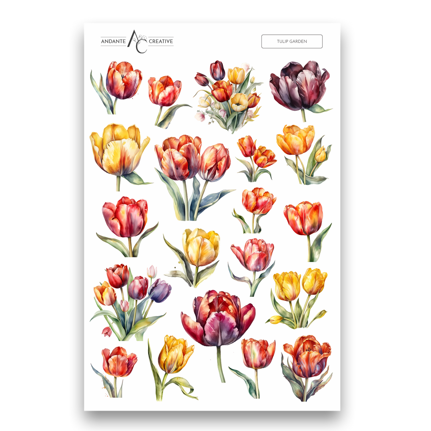 Tulip Garden Floral Sticker Sheet