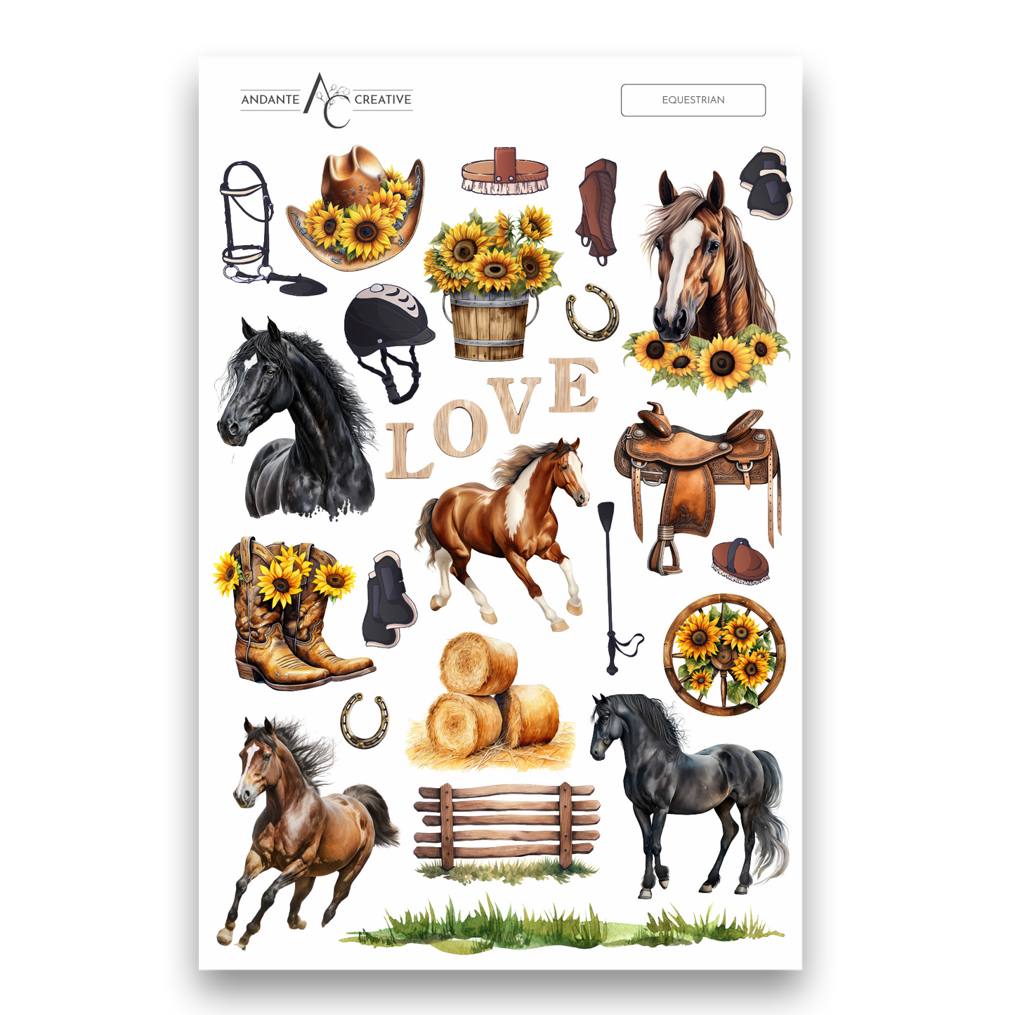 Equestrian Decorative Sticker Sheet