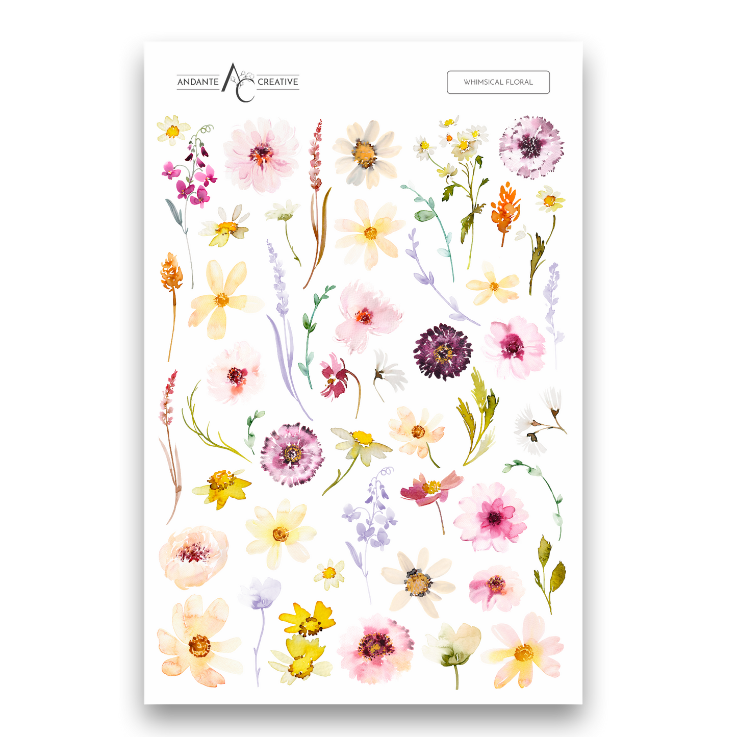 Whimsical Floral Sticker Sheet