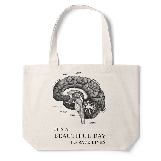Vintage Brain Anatomy Tote Bag (Taupe)