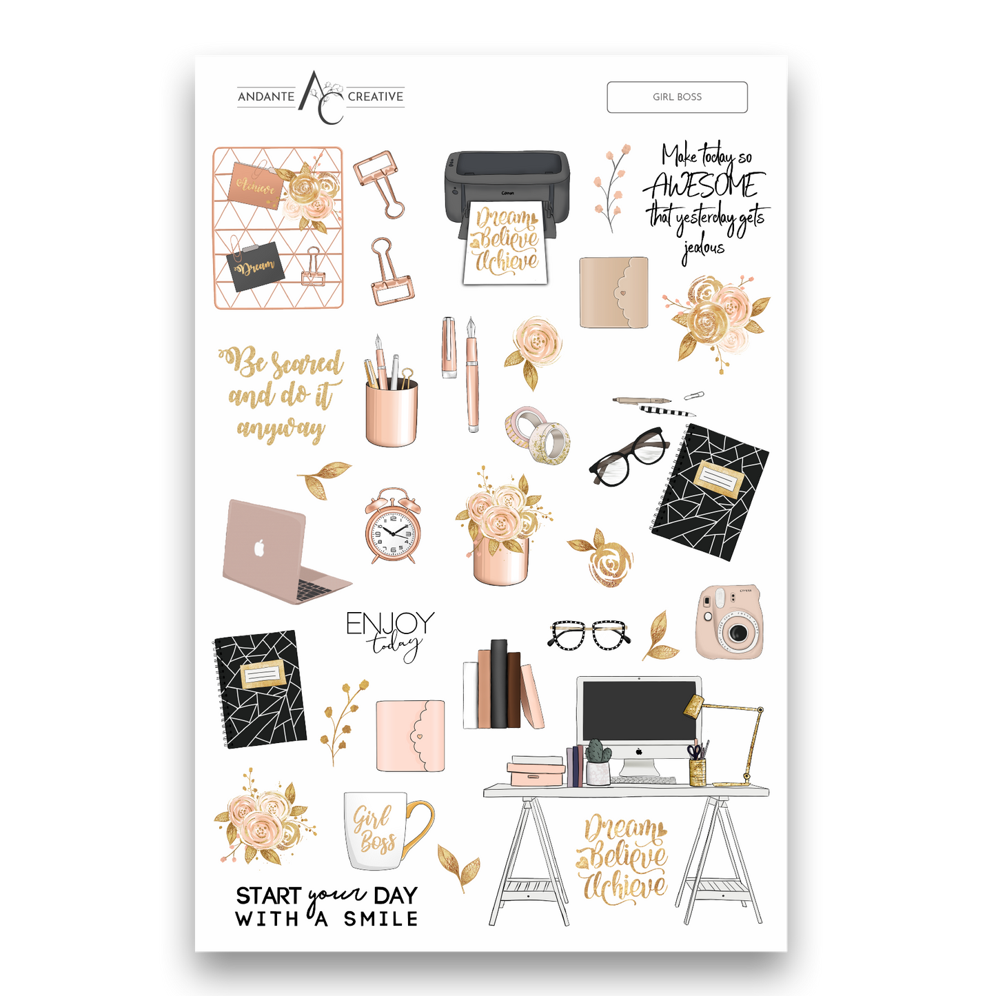 Girl Boss Decorative Sticker Sheet